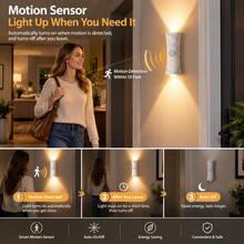 Indoor LED Motion Sensor Wall Light, Smart LED Wall Lamp With Touch Dimming And Motion Sensor, Up And Down Light Indoor Wall Lamp 3 Color Adjustable, USB Rechargeable Night Light, Suitable For Hallway, Bathroom, Bedroom - Slim Waist Multi-color - View 7
