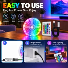 24-Key RGB LED Light Strip, Remote Control, Color Changing Dimming USB Light Bar, Suitable For Bedroom Living Room Home Decor TV Backlight - 24key RGB Strip - View 5