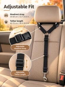 Modern Polyester Adjustable Pet Car Restraint Leash With Headrest Strap And Metal Swivel Clip, Vehicle Tether For Dogs And Cats, Suitable For Backseat Riding, Driving, Walking, Camping, Road Trips, Thanksgiving, Christmas, Autumn/Winter Travel Accessory - Multicolor - View 8