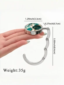 Portable Marble-Patterned Foldable Wallet/Handbag Hook (1 Piece), Coat Hanger/Backpack Hook, Women's Bag/Desk Hook, Student Gift, Birthday Gift. - Army Green - View 7