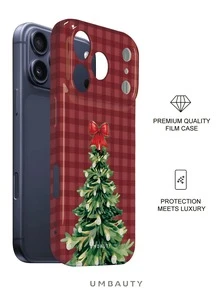 UMBAUTY 1 قطعة بطانية هاتف بتصميم شجرة عيد الميلاد بنقشة مربعات حمراء، متوافق مع هاتف 18 Pro Max، يناسب أجهزة Apple 18/17/16/15/14/13/12/11 Pro Max/Plus/Mini 17e، بطانية ناعم مطبوع عالي الدقة بتغطية كاملة، حماية مرتفعة للشاشة/العدسة، مناسب للجنسين، هدية مثالية للصديقة في عيد الهالوين وعيد الحب وعيد الفصح وموسم الزفاف وأعياد الميلاد - متعدد الألوان - مشاهدة 2
