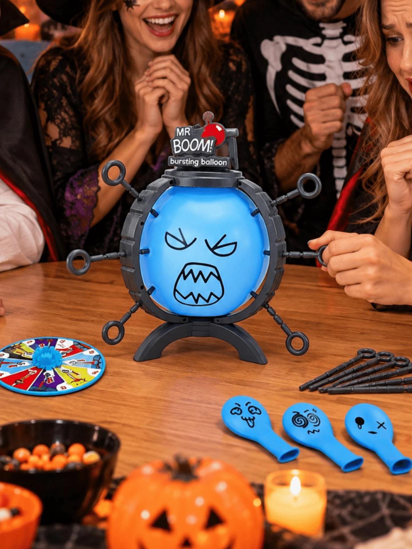 Mr Boom Bursting Balloon Game,Inflatable Balloon Bomb Party Game For Kids And Adults,Tool Free Assembly Spinner Roulette Push Stick Lucky Draw Game,Fun Tension Game For Party Game Night Sleepover,Gift For Kids Birthday Christmas,Party Games