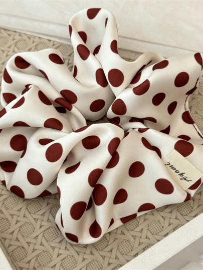 1pc Korean Style Polka Dot Large Scrunchie, High Elasticity Hair Tie For Women, Premium Feel, Suitable For Bun And Ponytail Hairstyles