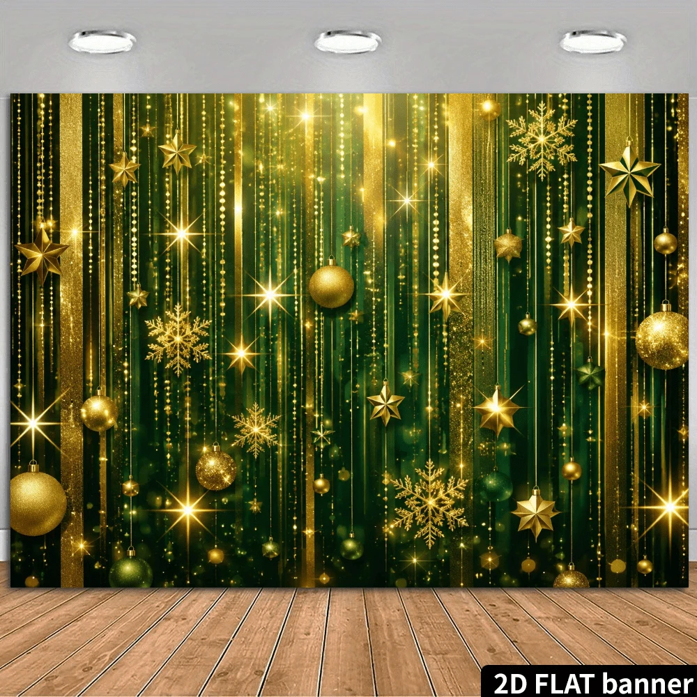2D Flat Luxury Holiday Party Banner Background, Green And Gold Color ...