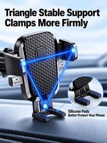 Upgraded Metal Hook Car Phone Holder, Triangular Stable Support, 360° Rotating, Secure Lock Air Vent Clip, Universal Car Navigation Phone Mount, Suitable For 4.2-7.2 Inch Smartphones - Air Vent Bracket - View 8