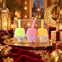1pc Macaron Popsicle Christmas Ornaments Set, Fake Ice Cream Bar Shape With Colorful Pearl Beads, Green Pink Yellow Xmas Tree Hanging Pendants Gift Box - one-size - View 7