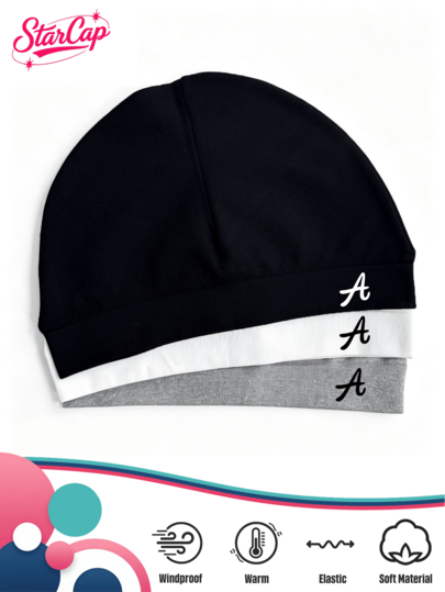 LETTER A Print Skull Cap, Breathable Helmet Liner Workout Cycling Beanie, Casual Y2K Streetwear Hip Hop Slouchy Headwear