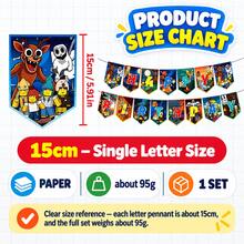 Roblox 1套生日快樂橫幅－15cm紙製三角旗，附卡通遊戲角色，可重複使用字母旗幟，適合兒童生日、遊戲之夜、房間裝飾、居家裝飾、派對小禮物、萬聖節、聖誕節 - 森林九十九夜橫幅 - 查看 3