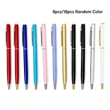8/18 buah Pulpen Ballpoint Padat Aneka Warna, Klip Portabel & Pegangan Anti-Selip. Menulis Lancar untuk Kantor, Belajar, dan Acara. - Beraneka warna - View 8