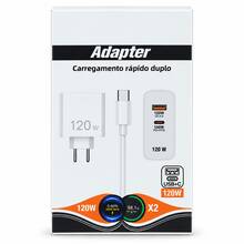 Carregador Ultra Rápido 2 Entradas de 120W Cabo 1M para Mi Turbo Charge Turbo Power Cabo USB + Cabo Tipo C - Entrada do Brasil (220V) - Visão 8