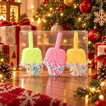 1pc Macaron Popsicle Christmas Ornaments Set, Fake Ice Cream Bar Shape With Colorful Pearl Beads, Green Pink Yellow Xmas Tree Hanging Pendants Gift Box - one-size - View 3