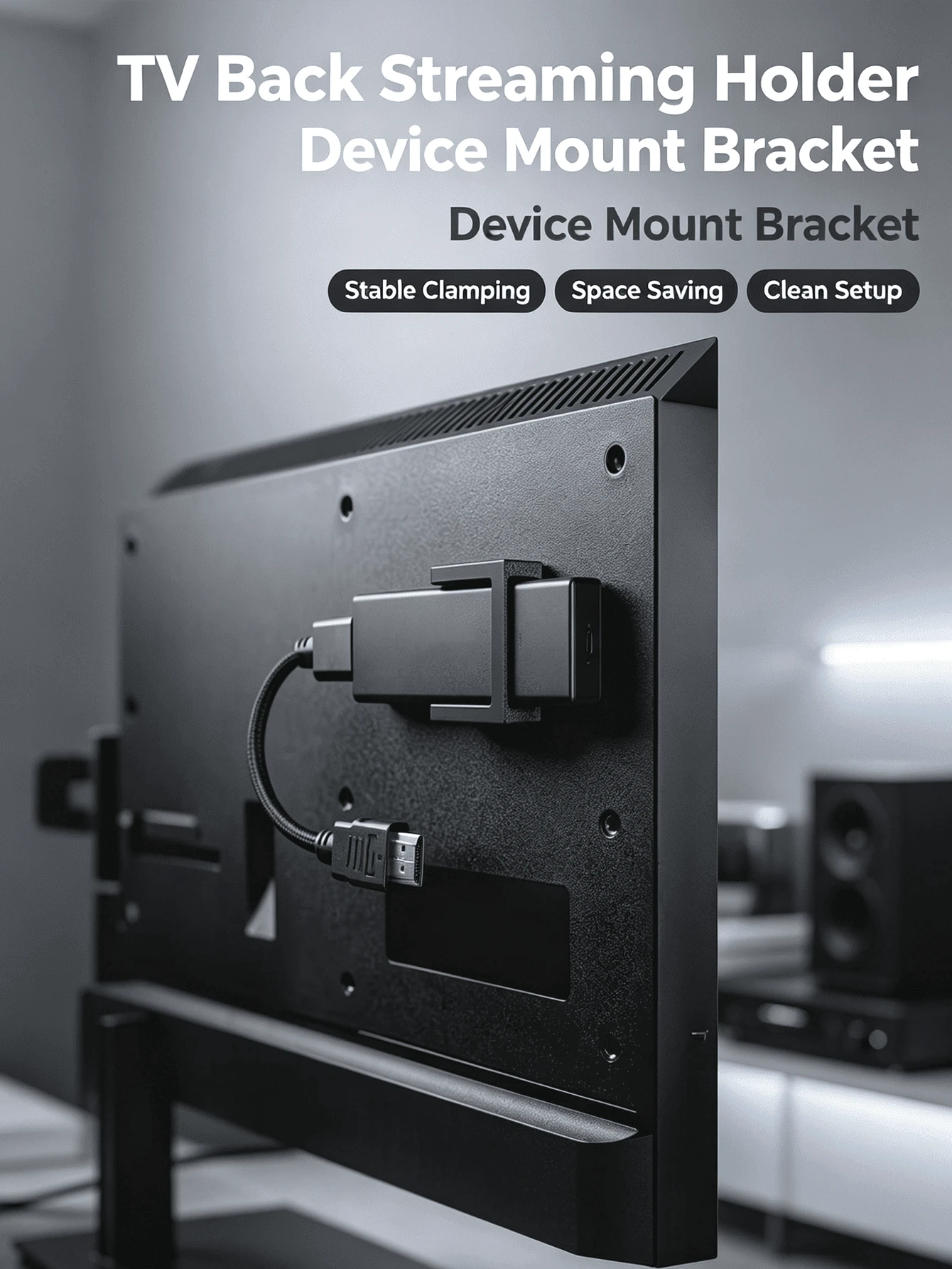 Plastic Streaming Device Wall Mount Bracket, Compatible With Fire TV Stick, Compact Space-Saving TV Back Mount, Durable Clip-On Support Bracket, Easy Installation Accessory, No Adhesive Pads, Neat Cable Management - Multicolor - View 1