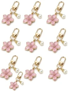 1/10pcs Alloy Cherry Blossom Flower Pendant Keychain, Bag/Wallet/Handbag Charm, Key Chain, Car Keychain, Couple Gift, Birthday, Christmas Gift - Sakura - View 7