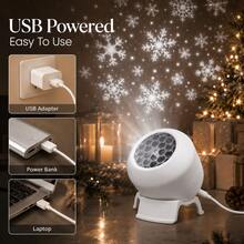Winter Snowflake Projection Light, Christmas Decoration Gift Lamp, USB Powered, 360° Adjustable Angle. Perfect For Bedroom Party Decoration, Gathering Atmosphere Lighting, Home Decor And Birthday Gift. - Snowflake - View 7