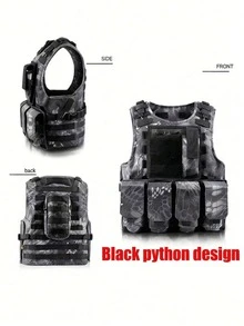 Outdoor Tactical Vest - Multi-Functional Protective Tactical Vest, Oxford Fabric With MOLLE System, Adjustable Shoulder Straps And Waistband, Breathable Mesh Back, Quick Release Buckle, Bulletproof Plate Design And Multiple Practical Pockets; Lightweight With Reflective Ribbon Pendant, Bicycle Reflective Pendant, Heart-Shaped Safety Pendant, Black Small Bag, Chest Rig Suitable For Hiking, Climbing, Soft Air, Paintball, Military Training, Security And Search And Rescue; Unisex, Valentine's Day Gift - Multicolor - View 5
