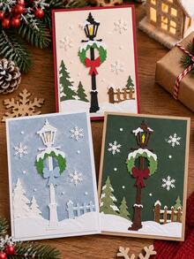 1 Buah Cetakan Pemotong Lampu Jalan Natal, Cetakan Embossing Natal untuk Pembuatan Kartu DIY, Scrapbooking, Jurnal, Album Foto & Kerajinan Kertas - Lampu Jalan - View 3