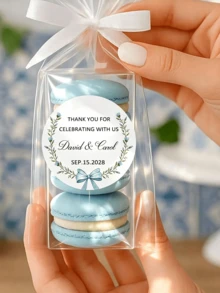 1pc Customized Text Wedding Sticker, Personalized Sticker, Birthday Party Sticker, Celebration Label, Personalized Water Bottle Sticker, Laptop Sticker, Commemorative Sticker, Anniversary, Valentine's Day, Birthday, Wedding Gift, Mother's Day Gift, Best Friend Gift, Mom Gift - Custom Round Stickers - View 3