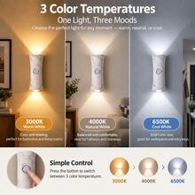 Indoor LED Motion Sensor Wall Light, Smart LED Wall Lamp With Touch Dimming And Motion Sensor, Up And Down Light Indoor Wall Lamp 3 Color Adjustable, USB Rechargeable Night Light, Suitable For Hallway, Bathroom, Bedroom - Slim Waist Multi-color - View 8