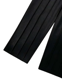 女款高腰抽繩寬腿運動長褲 2 件組，直條紋，寬鬆直筒褲腿，休閒運動長褲附口袋 - 黑色 - 查看 8