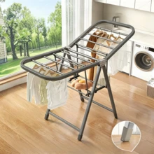 X-Shaped Grey Foldable Floor Clothes Drying Rack, Can Be Used With Adult Plastic Hangers, Suitable For - Balcony, Indoor Drying Of Small Fabrics, Quilt Air-Drying, Bathroom Decor - Random Color - View 5
