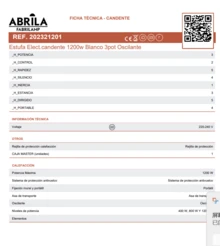 Avant مدفأة كهربائية ABRILA بقوة 1200 واط، بيضاء، 3-مستويات، متذبذبة، 3-عناصر، مضادة للانقلاب، بمقبض، 44x33x23 سم - قابس اتحاد أوروبي نوع F (220 إلى 240 فولت) - مشاهدة 5