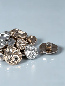 10-2pcs Special Shaped Plastic & Metal Buttons, Gold/Silver, 12mm Rippled Plastic Buttons For Women's Shirts, Sweaters, Blazers - A - View 6