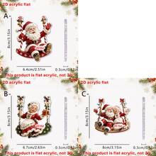 1/3/4pcs Christmas Ornament, 2D Acrylic Flat, For Christmas Tree, Santa Bike Motorcycle Parachute Print, Christmas Decor - Santa Claus Ornament - View 10