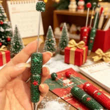 2 bút bi hình ngôi sao đính đá rhinestone Giáng Sinh, bút đính đá lấp lánh trang trí màu đỏ và xanh lá, quà tặng tiệc Giáng Sinh, quà tặng lễ hội cho bạn bè hoặc gia đình - A - Xem 5