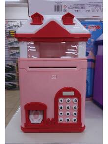 Electronic Piggy Bank For Kids With Fingerprint Scanner, Coin And Bill Slot, Sound Effects, 0-9 Numeric Keypad, AA Batteries Included - Pink - View 1