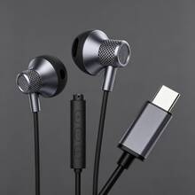 Audífonos estéreo Type-C, negros, con control de línea y caja - Negro - Ver 2
