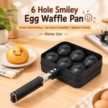 Smiling Face Filled Pancake Maker, 6-Cup Nonstick Stovetop Mold Pan With Hinged Double-Sided Design And Ergonomic Handle For Stuffed Pancakes, Takoyaki-Style Snacks, Mini Cakes And Homemade Treats - View 12