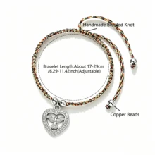 1Pc Hollow Heart Peace Dove Pendant Bracelet Crystal Rhinestone Charm Handwoven Rope Bangle For Women Couple Lucky Fashion Jewelry Gift - Love Pigeon - View 4