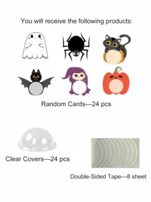 24set-Halloween Character Candy Dome Cards, Ghost Pumpkin Bat Black Cat Candy Packaging Cards, Trick Or Treat Party Supplies, Halloween Party Small Gifts, Halloween Candy Packaging, Halloween Trick Or Treat Gift Bags, Halloween Gifts, Halloween Paper Candy Holders, Halloween Snack Boxes, Candy Packaging Gift Bag Fillers Halloween Party Decorations - Multi-color 1 - View 10