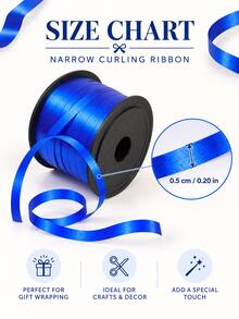 1 Roll Bright Blue Satin Ribbon - Embossed Plastic Ribbon Roll, For Graduation Party Balloon Ties, Wedding Favors, Floral Bouquets, DIY Bows And Scrapbooking Supplies - Blue - View 5