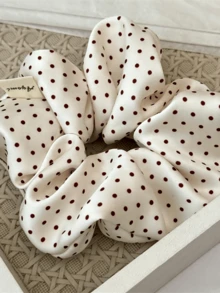 1pc Korean Style Polka Dot Large Scrunchie, High Elasticity Hair Tie For Women, Premium Feel, Suitable For Bun And Ponytail Hairstyles - Multicolor - View 6