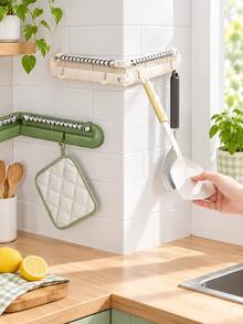 1pc Multi-Functional Kitchen Accessory Storage Rack, Portable Foldable Wall-Mounted Storage Rack, Space-Saving Kitchen Storage Shelf, Can Be Installed In Corners, No-Drill Installation, Can Hang Spoons, Spatulas And Other Kitchen Utensils, Suitable For Cabinets, Cookware, Tableware, Kitchen Organization, Kitchen Essentials, Apartment Essentials, Kitchen Organization And Storage - Multicolor - View 3