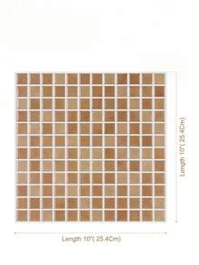 Waterproof Textured Vinyl DIY Self-Adhesive Peel And Stick Anti-Splash Wall Tiles, Gradient Warm Beige Mini Square Mosaic Wallpaper, Soft Earth Tone Transition, Glossy Ceramic Texture Surface, Suitable For Home Decor - Mocha Brown - View 2