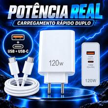 Carregador Ultra Rápido 2 Entradas de 120W Cabo 1M para Mi Turbo Charge Turbo Power Cabo USB + Cabo Tipo C - Entrada do Brasil (220V) - Visão 2