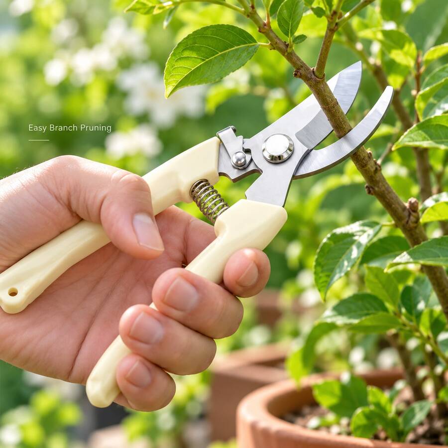 1pc Stainless Steel Garden Pruning Shears, Multi-Function Fruit Tree Pruning Scissors, Orchard Fruit Picking Shears, Garden Scissors, Manual Labor-Saving Sharp Durable Outdoor Gardening Tool, Suitable For Flower, Tree, Potted Plant Branch Pruning And Fruit Harvesting - Stainless Steel - View 1