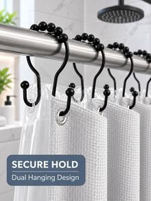 12/1pc Stainless Steel Double Roller Ball Hooks, Suitable For Bathroom - Rust-Proof, Smooth Sliding Double Rings, Suitable For Shower Curtains And Liners, Bathroom Shower Curtain Set, Bathroom Curtains, Bathroom Accessories, Shower Curtain Hooks, Bathroom Decor - Multicolor - View 4