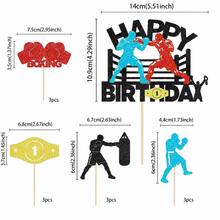 1 Set Boxing Theme Birthday Cake Decoration, 1 Large Cake Topper And 12 Cupcake Toppers, Multi-Color Glitter Boxer Pattern, Men's Boxing Champion Birthday Party Dessert Decoration, Boxing Theme Birthday, Baby Shower, Bachelor Party Decoration - View 3