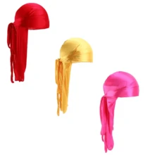 ZTZI Silky Satin Durag Long Tail Doo Rag, Solid Color Pirate Turban Headwrap, Hip Hop Wave Cap Hair Protection Headwear For Men Women - V3pcs4801 - View 14