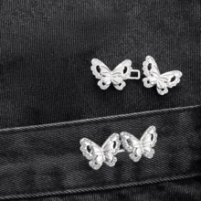 2/3/4Pairs Rhinestone Butterfly Waist Tightener, Loose Jeans Waist Button, Seamless And Tool-Free Jeans Tightener, Adjustable Button, Butterfly Instant Button Pin - Multicolor - View 9
