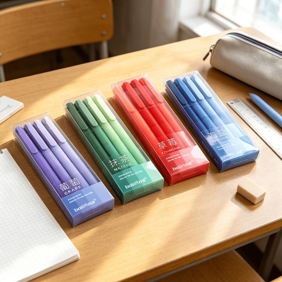 4pcs Per Box Multi-Color Retractable Ballpoint Pens, 4 Color Themes, 4pcs Per Box. Smooth Writing For Office, Study, And Gifting. - Multi-color - View 1