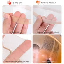 ZTZI 6/9/12/24pcs HD Wig Caps, Ultra-Thin Invisible Stocking Wig Caps, Elastic Breathable Skin-Tone Lace Front Wig Caps, Skin-Tone One Size - DHD WIG CAP - View 3