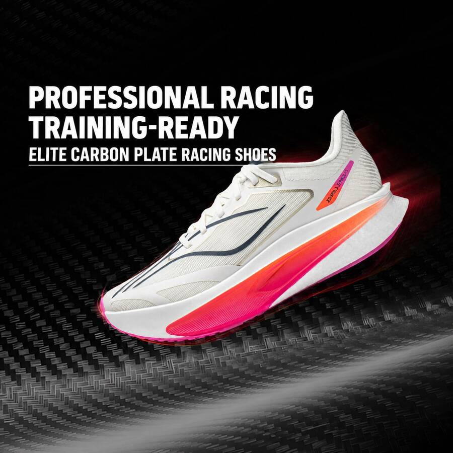 Li-Ning Flying Electric 6 Challenger Men's Professional Carbon Plate Racing Running Shoes Marathon Competition Training Sports Shoes ARMW003 - Champagne White - View 1
