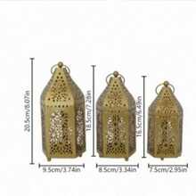 High-End Moroccan Style Metal Lantern Set, Hollow Projection Iron Candle Holder, Suitable For Halloween, Valentine's Day, Thanksgiving And Christmas Holiday Tabletop Decor, Home Kitchen Decoration - Child-Friendly, Easy Installation - A - View 17