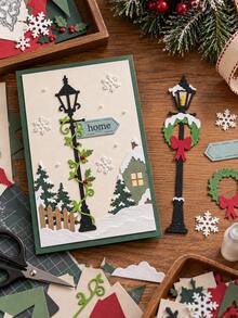 1 Buah Cetakan Pemotong Lampu Jalan Natal, Cetakan Embossing Natal untuk Pembuatan Kartu DIY, Scrapbooking, Jurnal, Album Foto & Kerajinan Kertas - Lampu Jalan - View 2