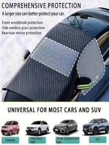 Car Front Windshield Snow Cover, Anti-Freeze Anti-Frost Anti-Snow Anti-UV Sun Shade, With Reflective Strip And Rearview Mirror Ear Cover, UV Protection And Snow Shield Function, Easy Installation And Durable, Ensures Winter Driving Safety And Flexible Design For Icy And Snowy Road Conditions - Glass Dome - View 7