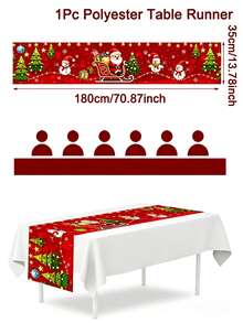 1pc Christmas Polyester Table Runner, Christmas Holiday Winter Party Tablecloth, Festive Home Kitchen Dining Table Cover, 2027 New Year Party Supplies - Multicolor - View 13